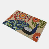 Beautiful Peacock Doormat, Vintage Peacock Mat ドアマット (アングル)