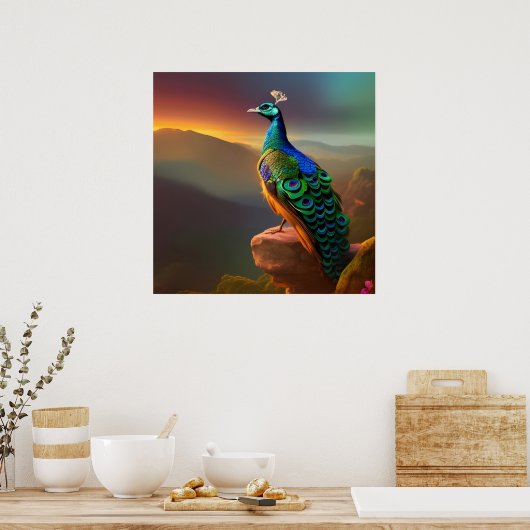 Beautiful Peacock Welcomes the Day ポスター (キッチン)