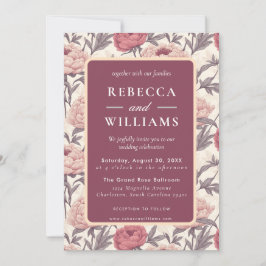 Beautiful  Peonies Spring Wedding Invitation 招待状