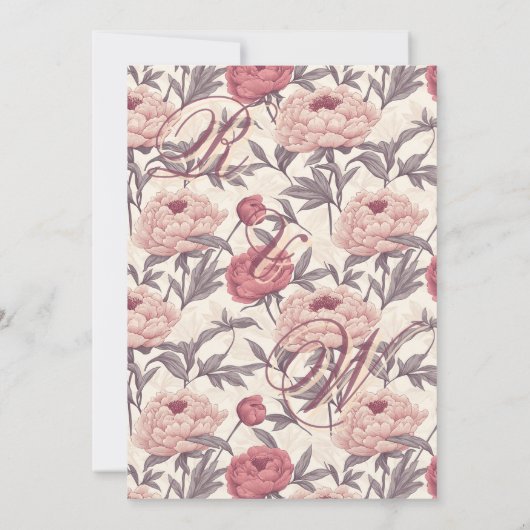 Beautiful  Peonies Spring Wedding Invitation 招待状 (裏面)