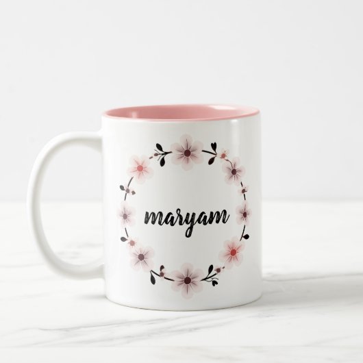 Beautiful Personalized Name Mug Custom Floral Gift ツートーンマグカップ (左)