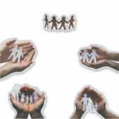 beautiful photo hands with family inside cut paper シール (正面)