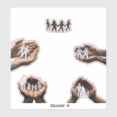 beautiful photo hands with family inside cut paper シール (シート)