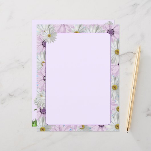 Beautiful Pink and White Daisies 8.5 x 11 (正面/裏面インサイチュ)