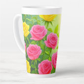 Beautiful Pink And Yellow Roses Latte Mug / Cup カフェラテマグ (左アングル)