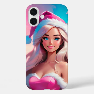Beautiful Pink Christmas Girl 01 iPhone 16 Plusケース