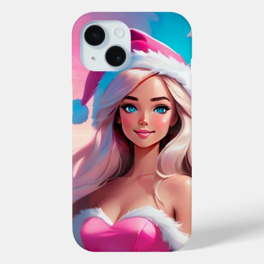 Beautiful Pink Christmas Girl 01 Case-Mate iPhoneケース (裏面)