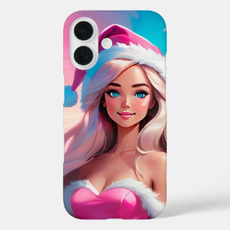 Beautiful Pink Christmas Girl 01 iPhone 16ケース