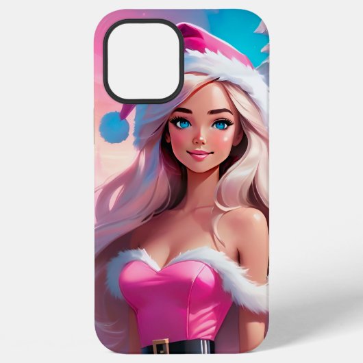 Beautiful Pink Christmas Girl 01 iPhoneケース (裏面)