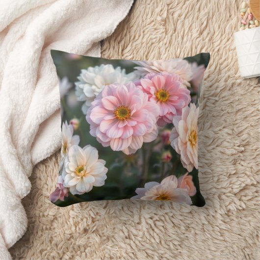 Beautiful Pink Floral Pillow クッション (ブランケット)