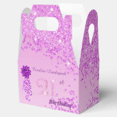 Beautiful Pink Glitter Ribbon 21st Birthday フェイバーボックス (オープン)
