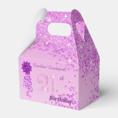 Beautiful Pink Glitter Ribbon 21st Birthday フェイバーボックス (正面サイド)