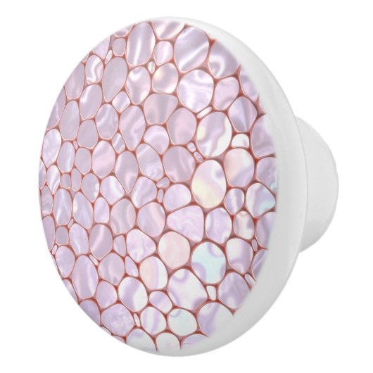 Beautiful pink pebble and mother of pearl inspired セラミックノブ (右)