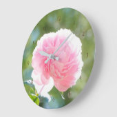 Beautiful Pink Peony Flower in Sunlight ラージ壁時計 (傾斜)