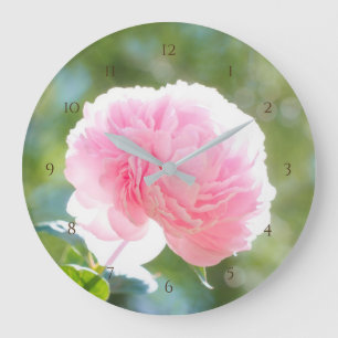 Beautiful Pink Peony Flower in Sunlight ラージ壁時計