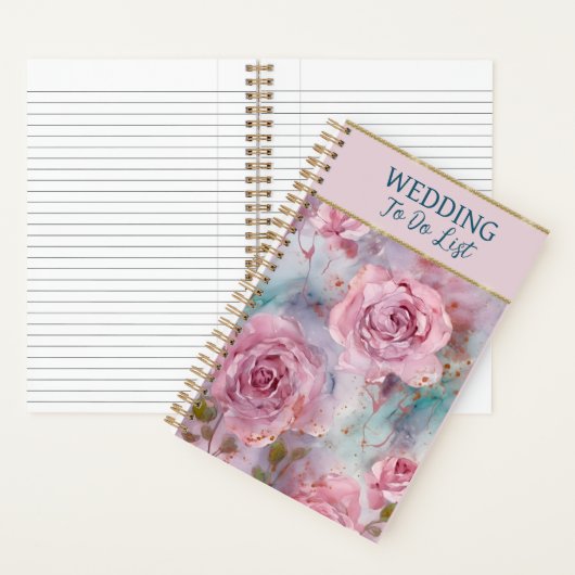 Beautiful Pink Roses Wedding Planner ノートブック (内側)