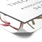 Beautiful Pink Roses Wedding Welcome Sign ポスター (角)