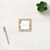 Beautiful Pink Yellow Floral Frame Monogram ポストイット (オフィス)