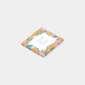 Beautiful Pink Yellow Floral Frame Monogram ポストイット (アングル)