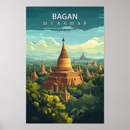 Beautiful Place Bagan Myanmar Art Travel ポスター (正面)