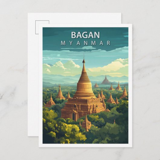 Beautiful Place Bagan Myanmar Art Travel ポストカード (正面/裏面)