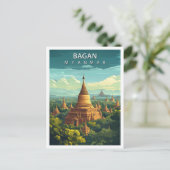 Beautiful Place Bagan Myanmar Art Travel ポストカード (スタンド正面)