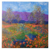 Beautiful Poppy Field Ceramic Tile タイル (正面)