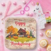 Beautiful Popular Happy Thanksgiving Fall ペーパープレート (パーティー)