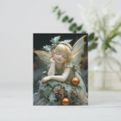 Beautiful Porcelain Fairy Holly Pinecones Ornament ポストカード (スタンド正面)