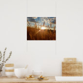 Beautiful Poster of a Sunset over a Wheat Filed ポスター (キッチン)