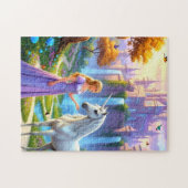 Beautiful Princess meeting Unicorn ジグソーパズル (横)