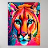 Beautiful Puma Portrait colorful ポスター (正面)