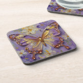 Beautiful Purple Butterfly and Flowers コースター (左側)