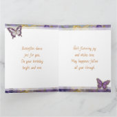 Beautiful Purple Butterfly and Flowers Birthday カード (内部)