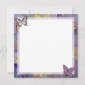Beautiful Purple Butterfly and Flowers Blank カード (裏面)