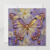 Beautiful Purple Butterfly and Flowers Blank カード (正面)