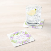Beautiful Purple Floral Wreath Bridal Shower スクエアペーパーコースター (インサイチュ)