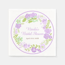 Beautiful Purple Floral Wreath Bridal Shower スタンダードカクテルナプキン