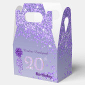 Beautiful Purple Glitter Ribbon 20th Birthday フェイバーボックス (オープン)
