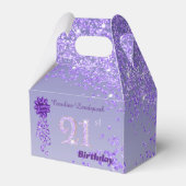 Beautiful Purple Glitter Ribbon 21st Birthday フェイバーボックス (正面サイド)