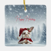 Beautiful Rabbit Christmas セラミックオーナメント (正面)