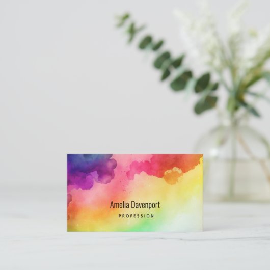 Beautiful Rainbow Color Splatters Abstract Design 名刺 (スタンド正面)
