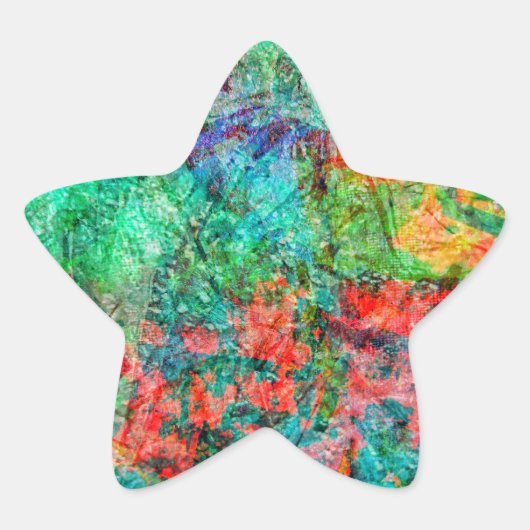 Beautiful red abstract star sticker,Delight red  星シール (正面)