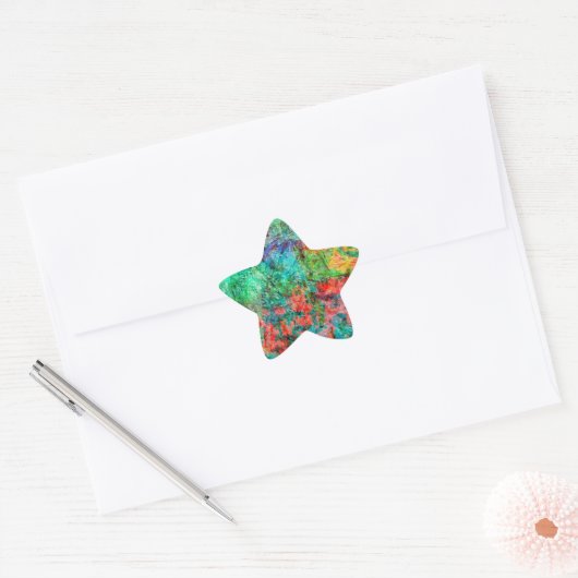 Beautiful red abstract star sticker,Delight red  星シール (封筒)