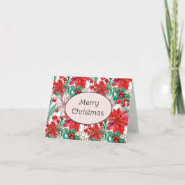 Beautiful red and white Christmas poinsettia カード