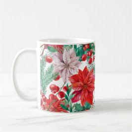 Beautiful red and white Christmas poinsettia コーヒーマグカップ