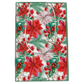 Beautiful red and white Christmas poinsettia ミディアムペーパーバッグ (正面)