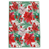 Beautiful red and white Christmas poinsettia ミディアムペーパーバッグ (裏面)