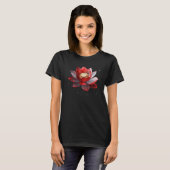 Beautiful red and white lotus flower spreckels blo tシャツ (正面フル)