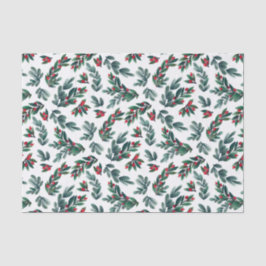 Beautiful Red Berry Greenery Christmas Pattern 薄葉紙